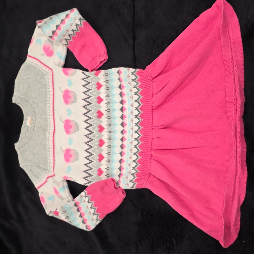 Gymboree Pink and Gray Patterned Sweater Dress Size 5/6t